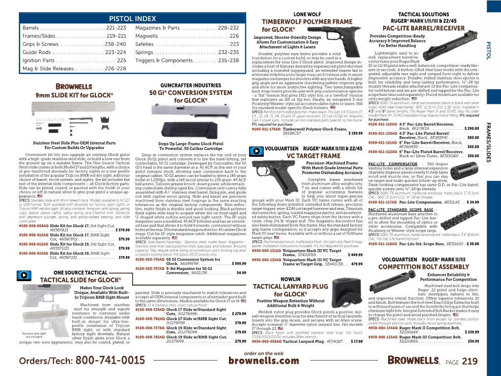 Brownells.Com PAGE 219 CZ USA CZ75 KADET II 22LR SIG SAUER P220 GRIP FORCE 15-Rd