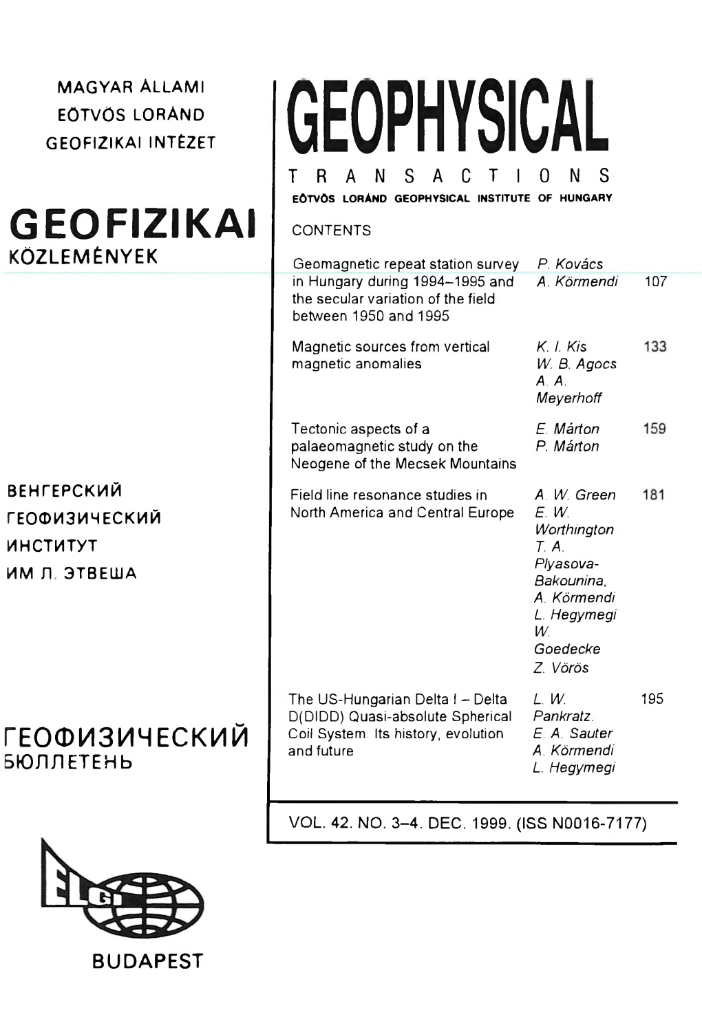 Geofizikai Közlemények XVII, 3, Pp