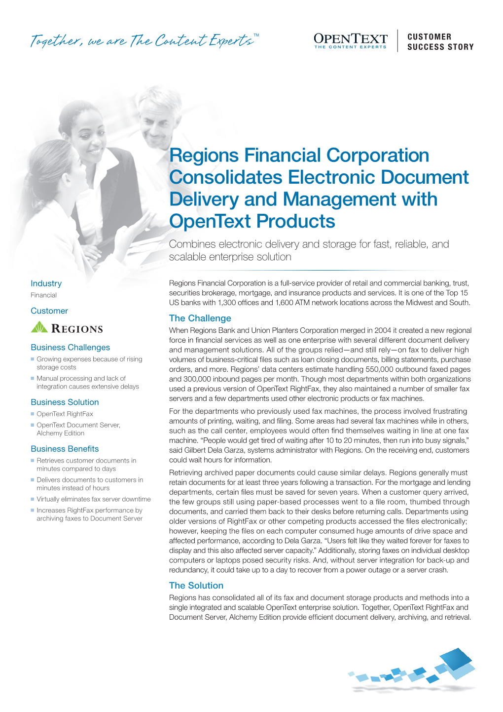 Regions Financial Corporation Consolidates Electronic Document