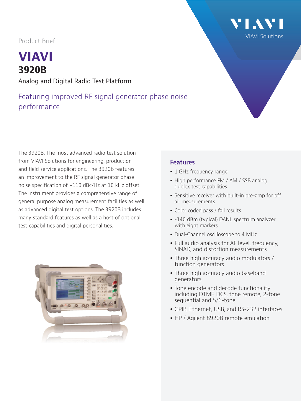 Viavi Solutions, Inc. 3920B Digital Radio Test