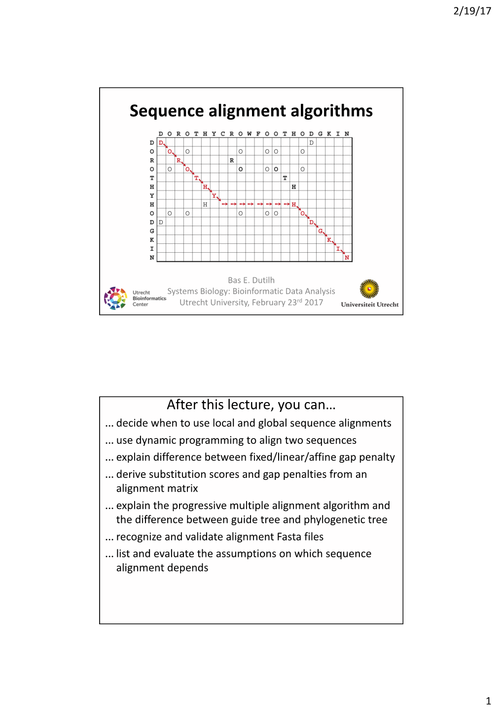 Sequence Alignment Algorithms