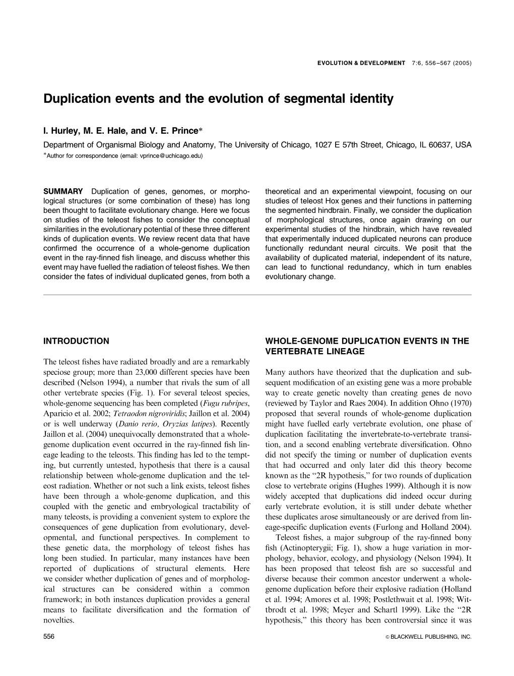 Duplication Events and the Evolution of Segmental Identity