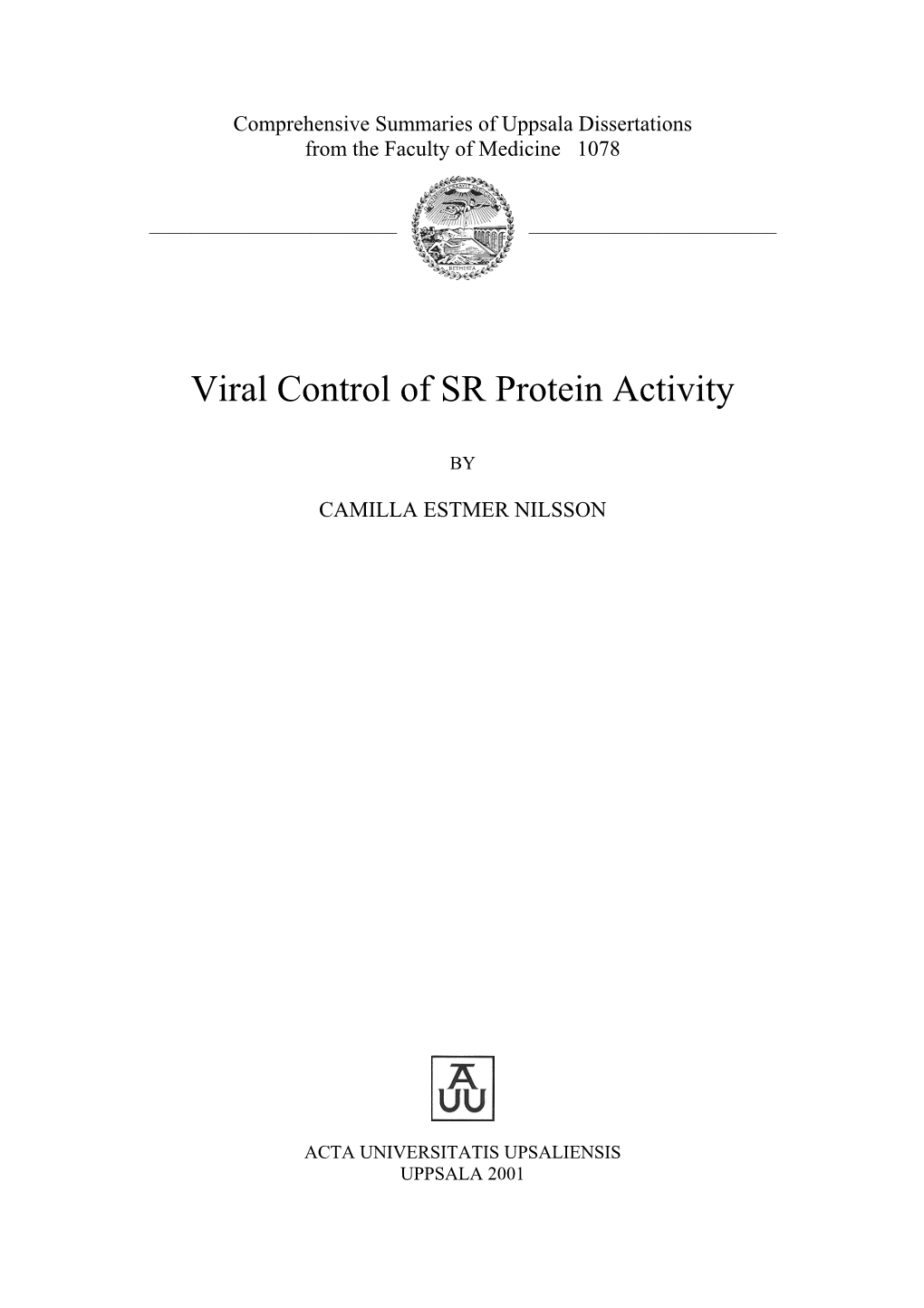 Viral Control of SR Protein Activity