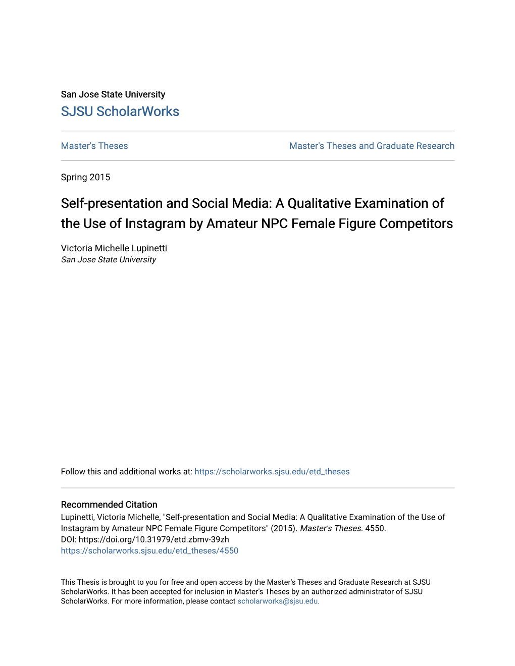 Self-Presentation and Social Media: a Qualitative Examination of the Use of Instagram by Amateur NPC Female Figure Competitors