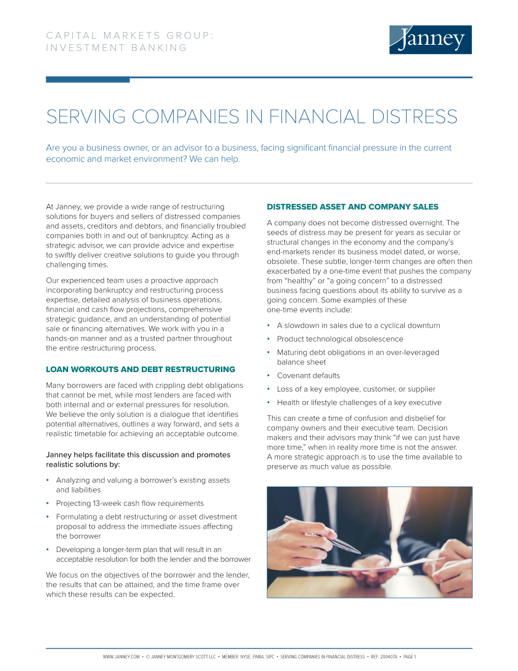 Capital Markets Serving Companies in Financial Distress