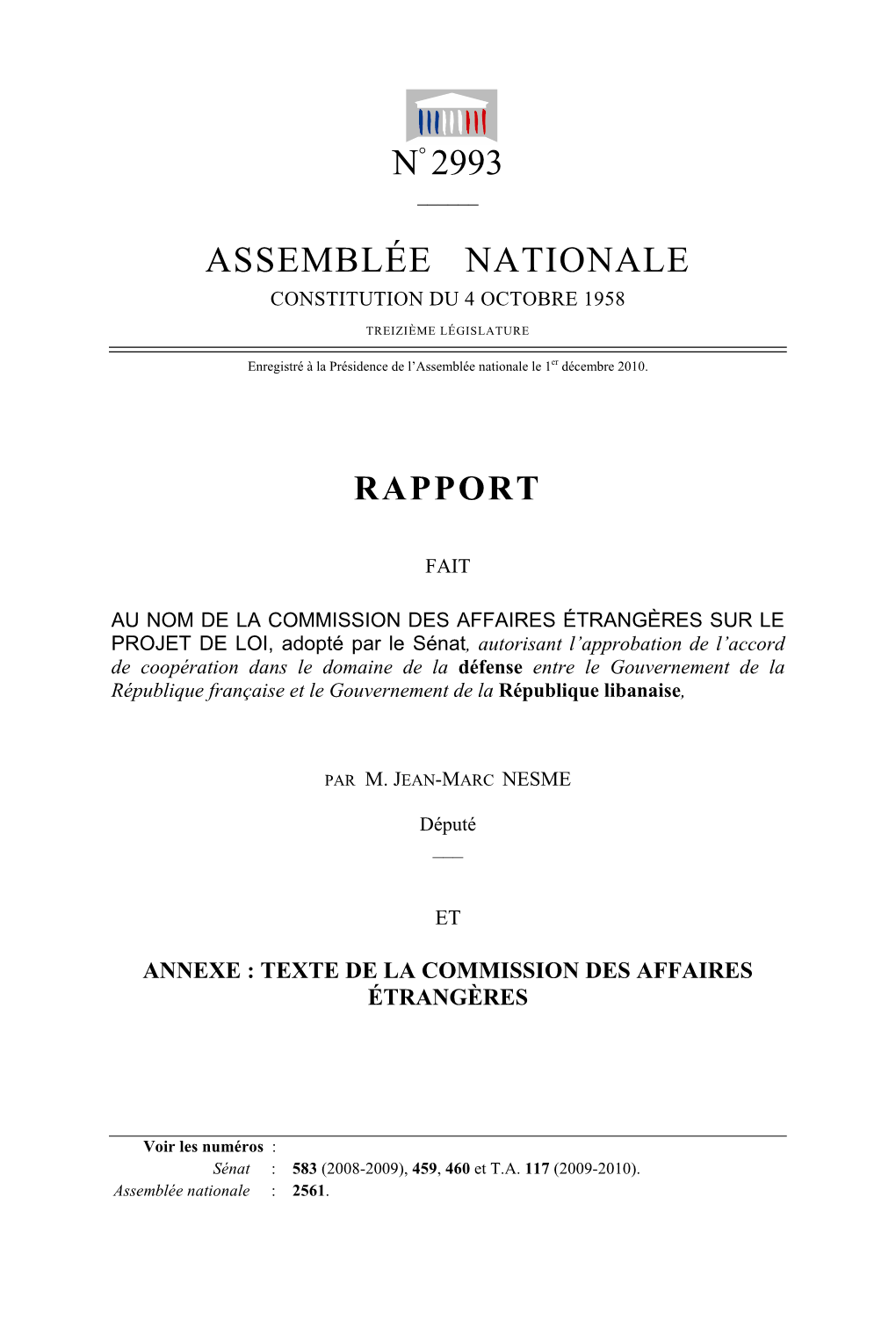 N° 2993 Assemblée Nationale