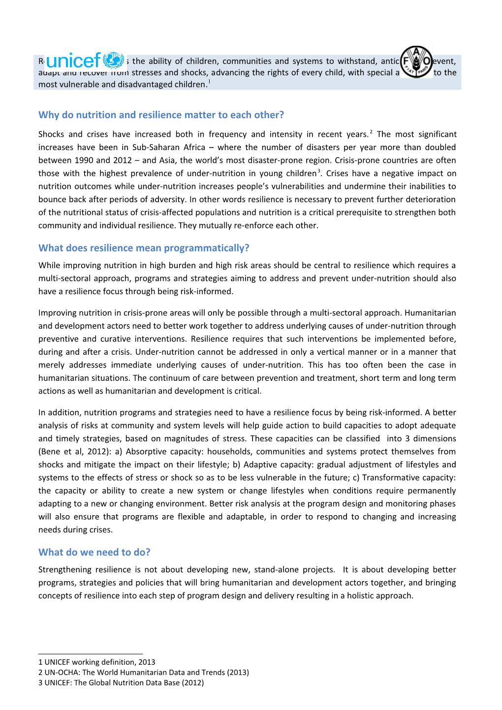 Why Do Nutrition and Resilience Matter to Each Other?