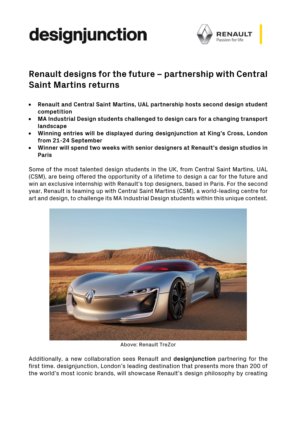 Renault Designs for the Future – Partnership with Central Saint Martins Returns