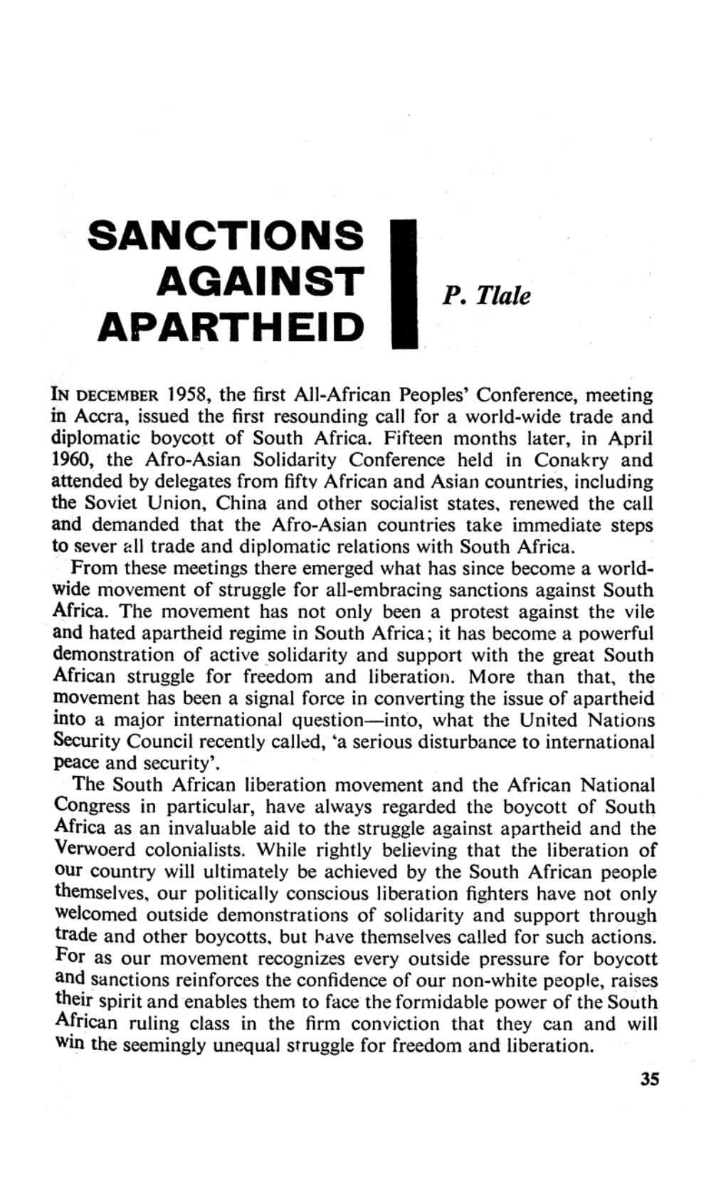 Sanctions Against Apartheid