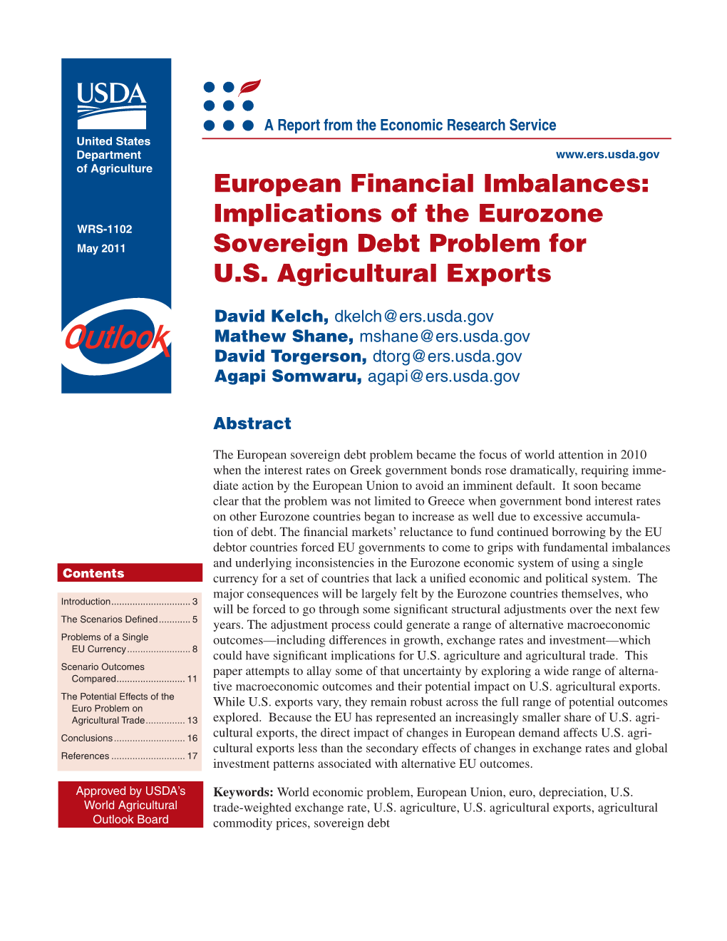 Implications of the Eurozone Sovereign Debt Problem for US Agricultural Exports