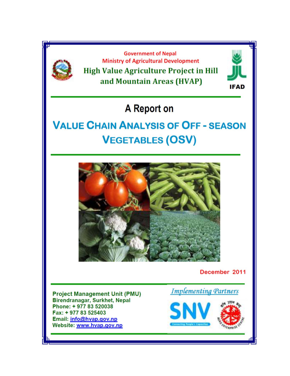 Report on Value Chain Analysis of Off-Season Vegetables