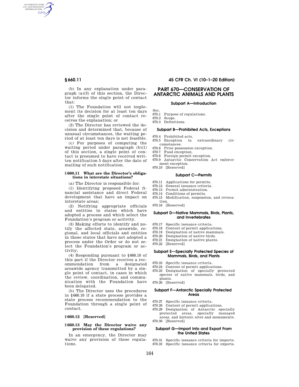 172 Subpart F—Antarctic Specially Protected Areas