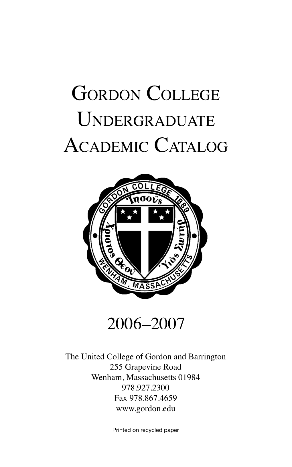 2006-2007 Undergraduate Academic Catalog