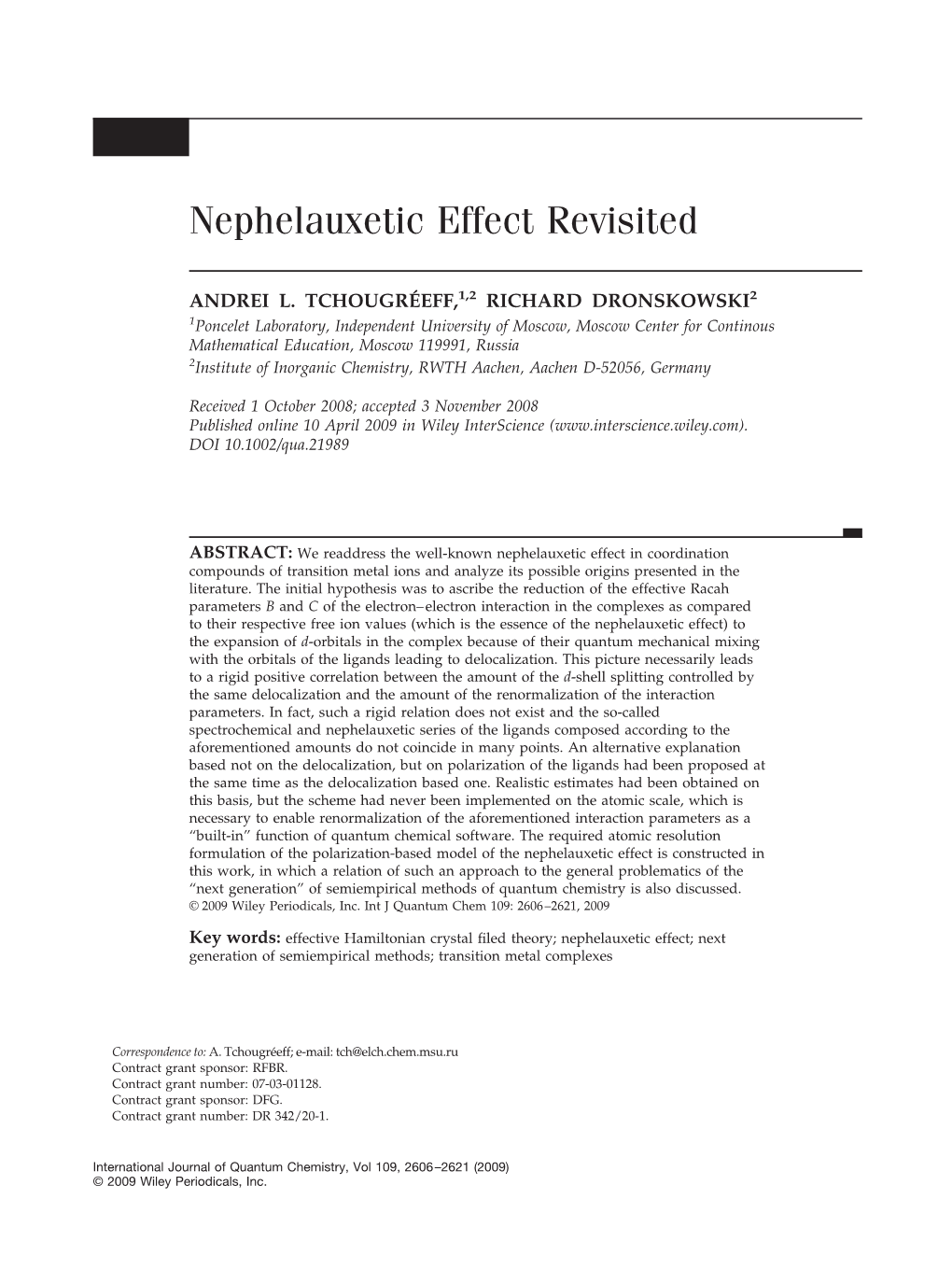 Nephelauxetic Effect Revisited