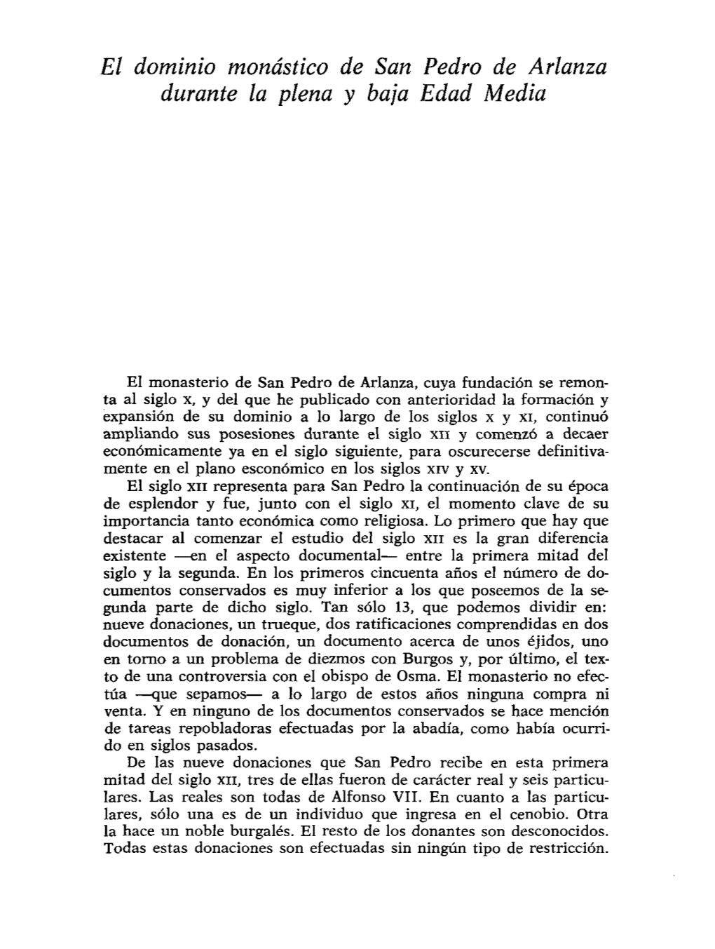 El Dominio Monástico De San Pedro De Arlanza Durante La Plena Y Baja Edad Media