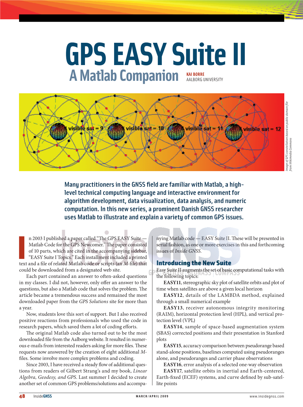 GPS EASY Suite II KAI BORRE a Matlab Companion AALBORG UNIVERSITY