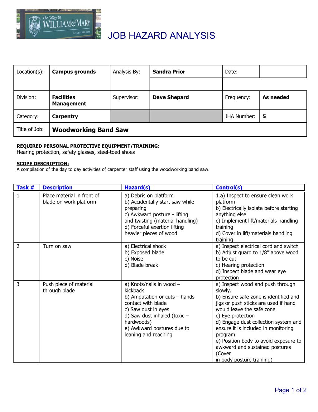 Job Safety Analysis s2