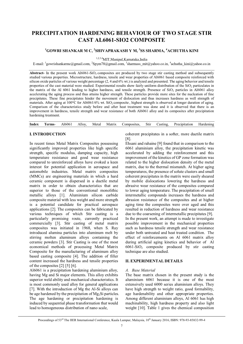 Precipitation Hardening Behaviour of Two Stage Stir Cast Al6061-Sio2 Composite