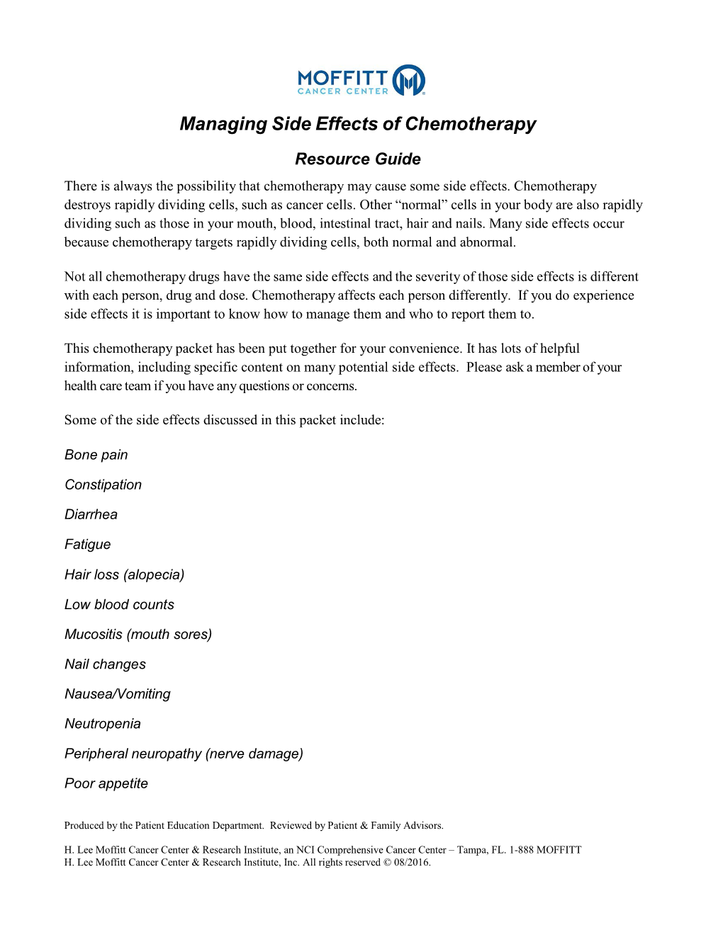 Managing Side Effects of Chemotherapy