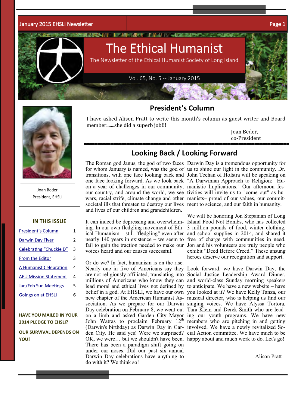 The Ethical Humanist Humanist Page 1 Page 1