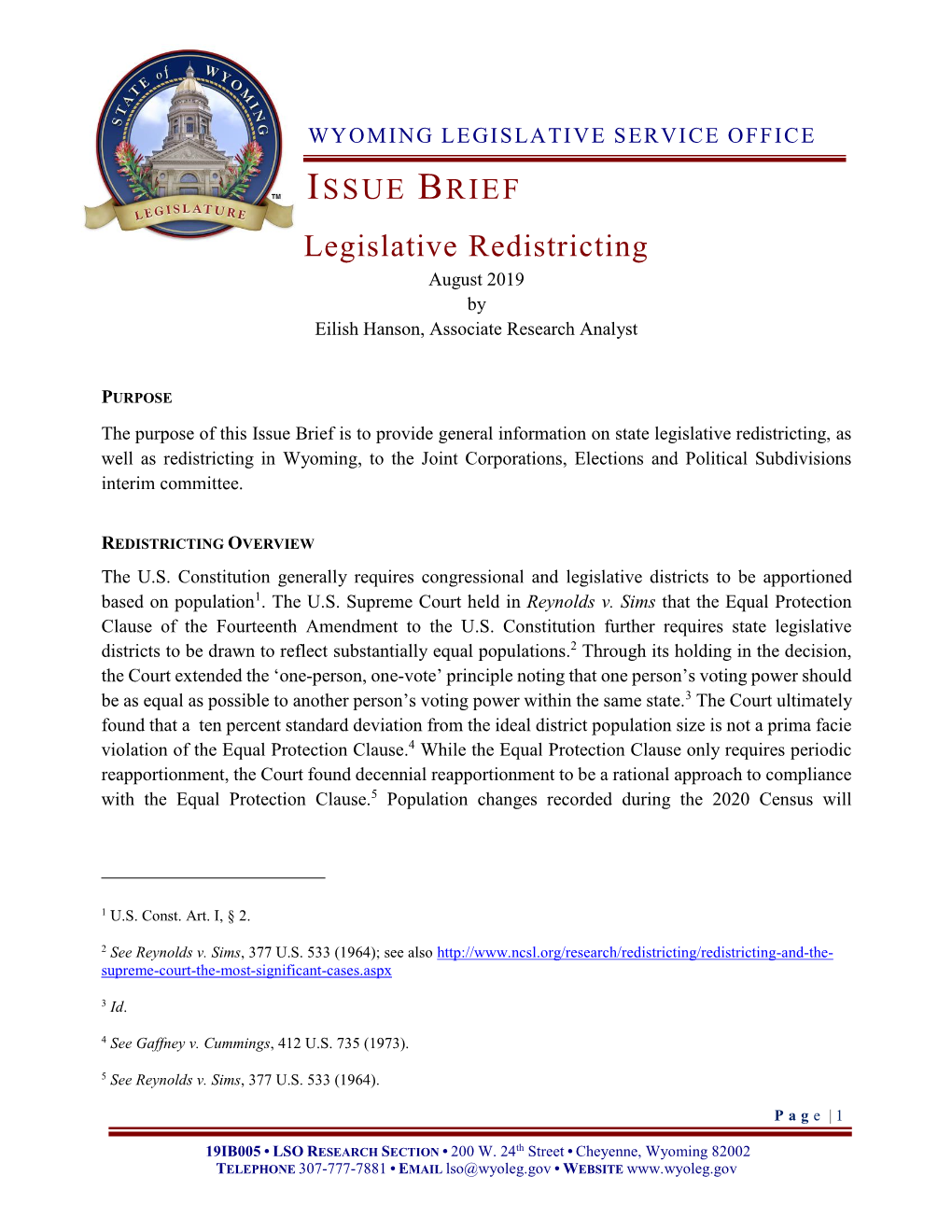 Redistricting August 2019 by Eilish Hanson, Associate Research Analyst