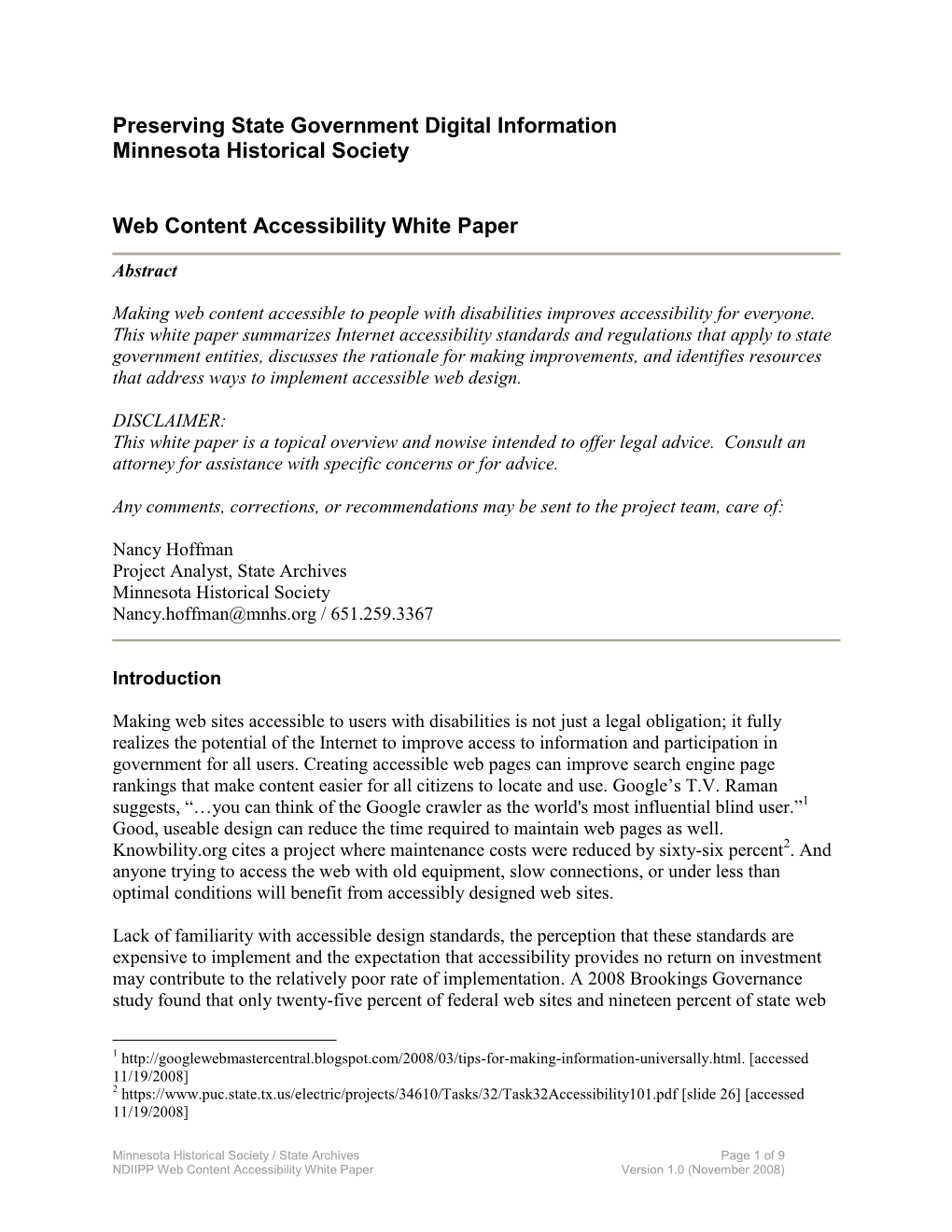 Web Content Accessibility White Paper