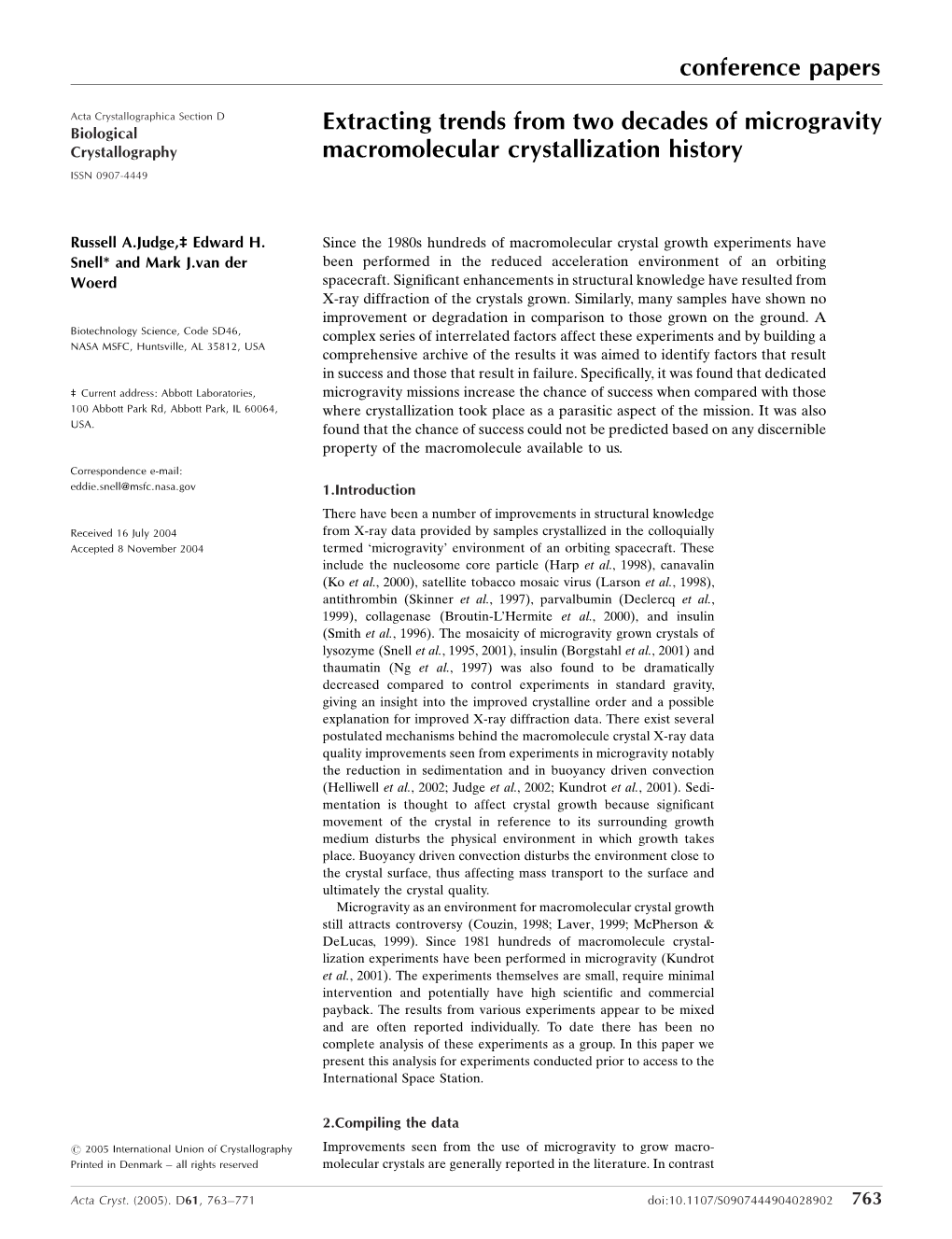 Extracting Trends from Two Decades of Microgravity Macromolecular Crystallization History