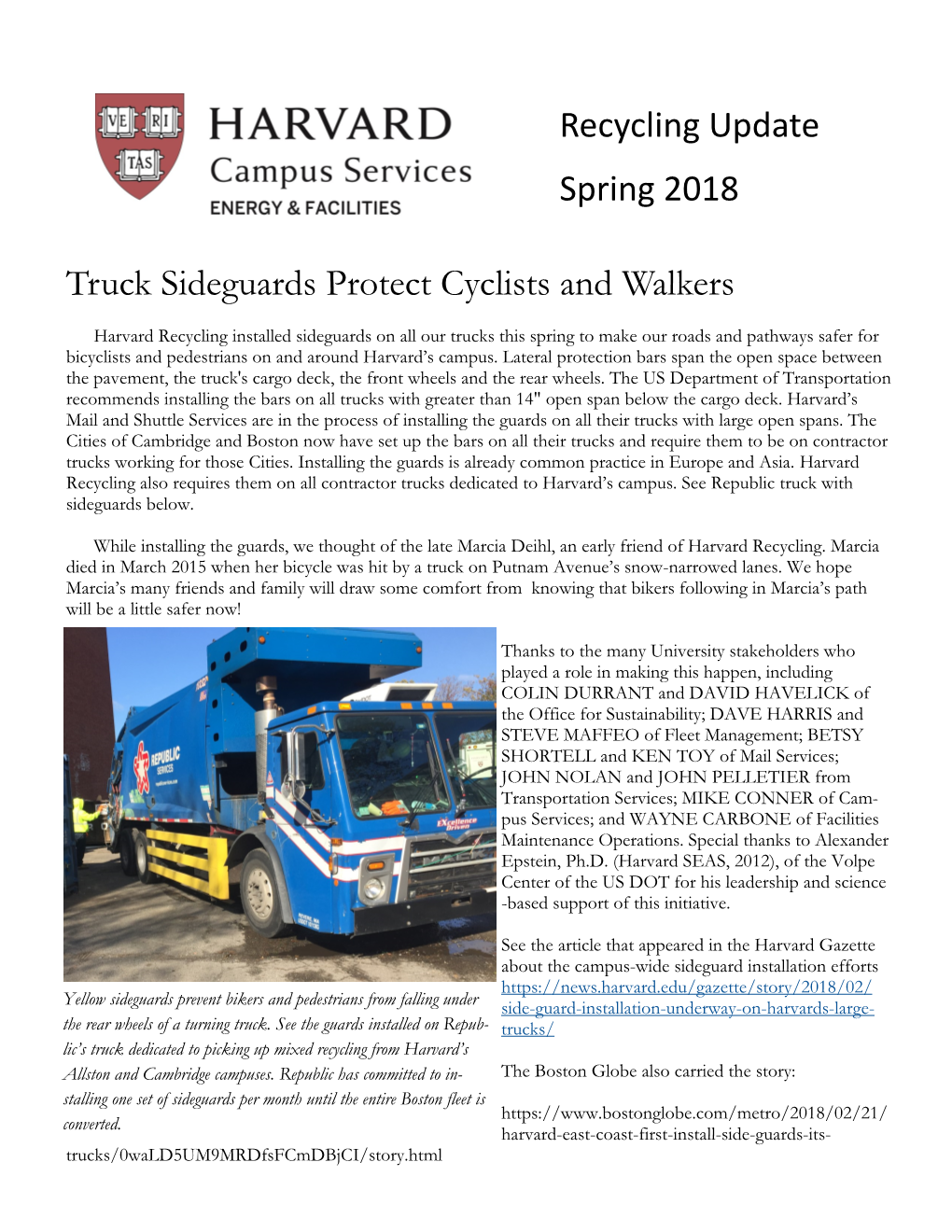 Truck Sideguards Protect Cyclists and Walkers Recycling Update Spring