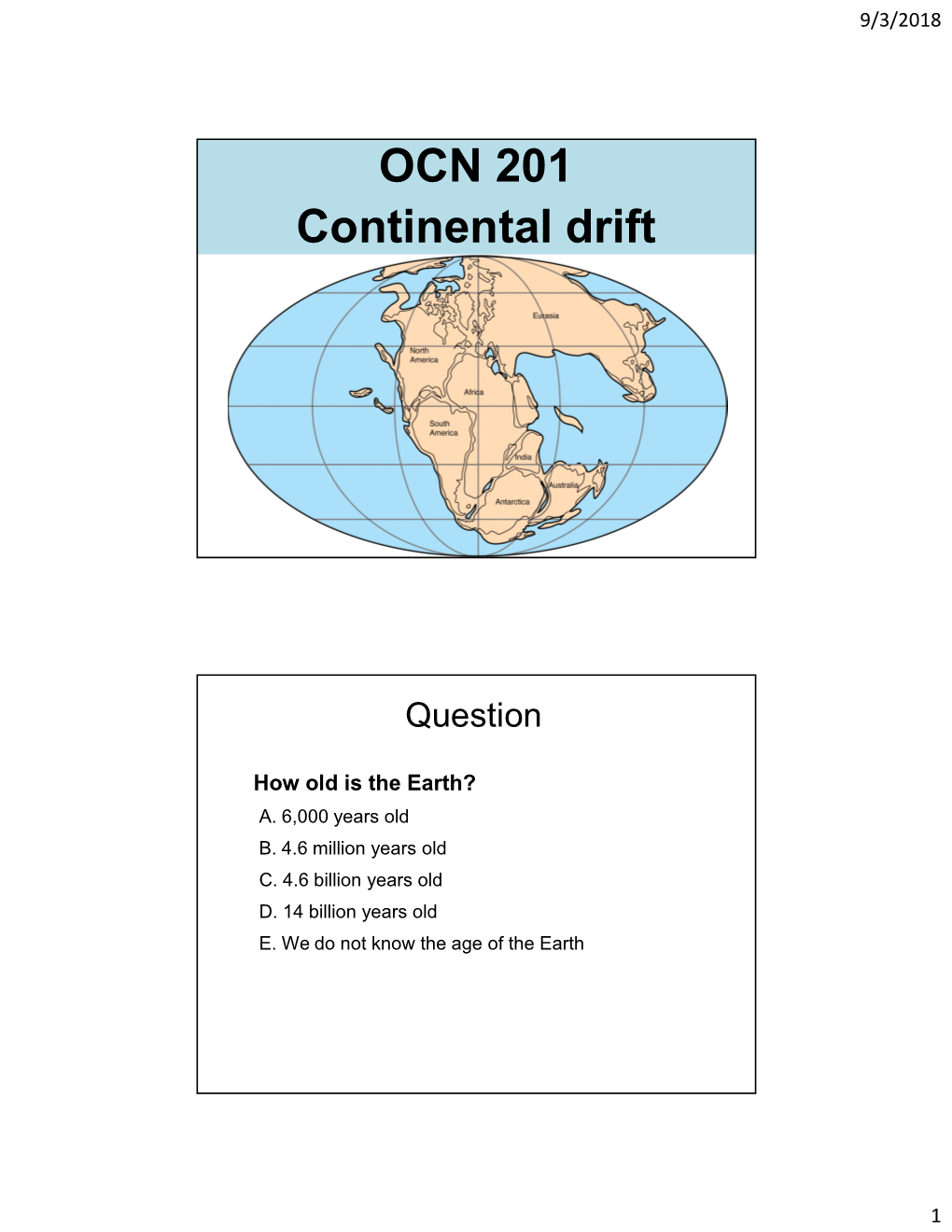 OCN 201 Continental Drift