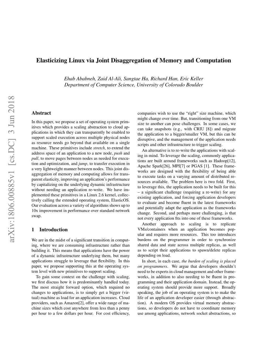 Elasticizing Linux Via Joint Disaggregation of Memory and Computation