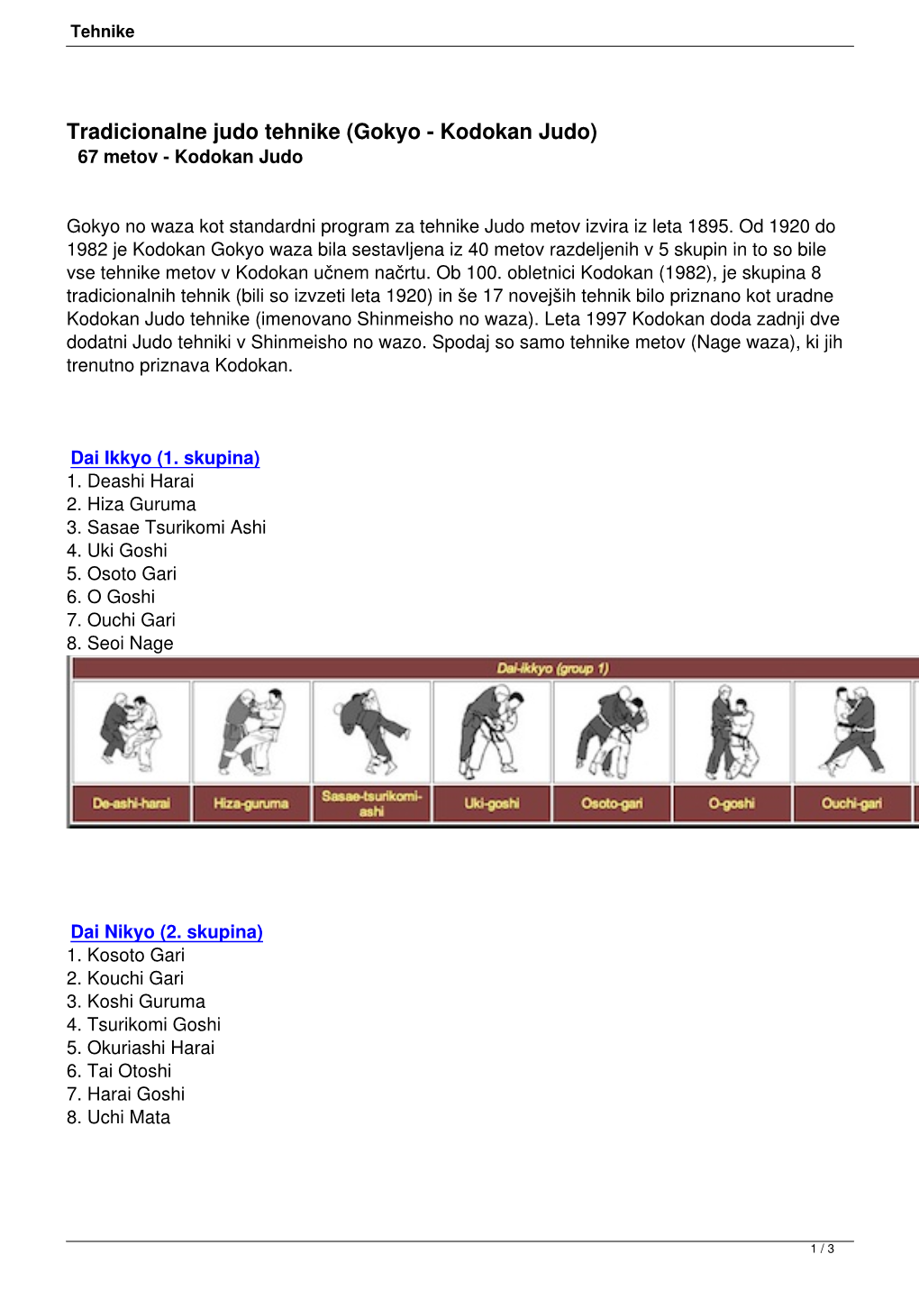 Tradicionalne Judo Tehnike (Gokyo - Kodokan Judo) 67 Metov - Kodokan Judo