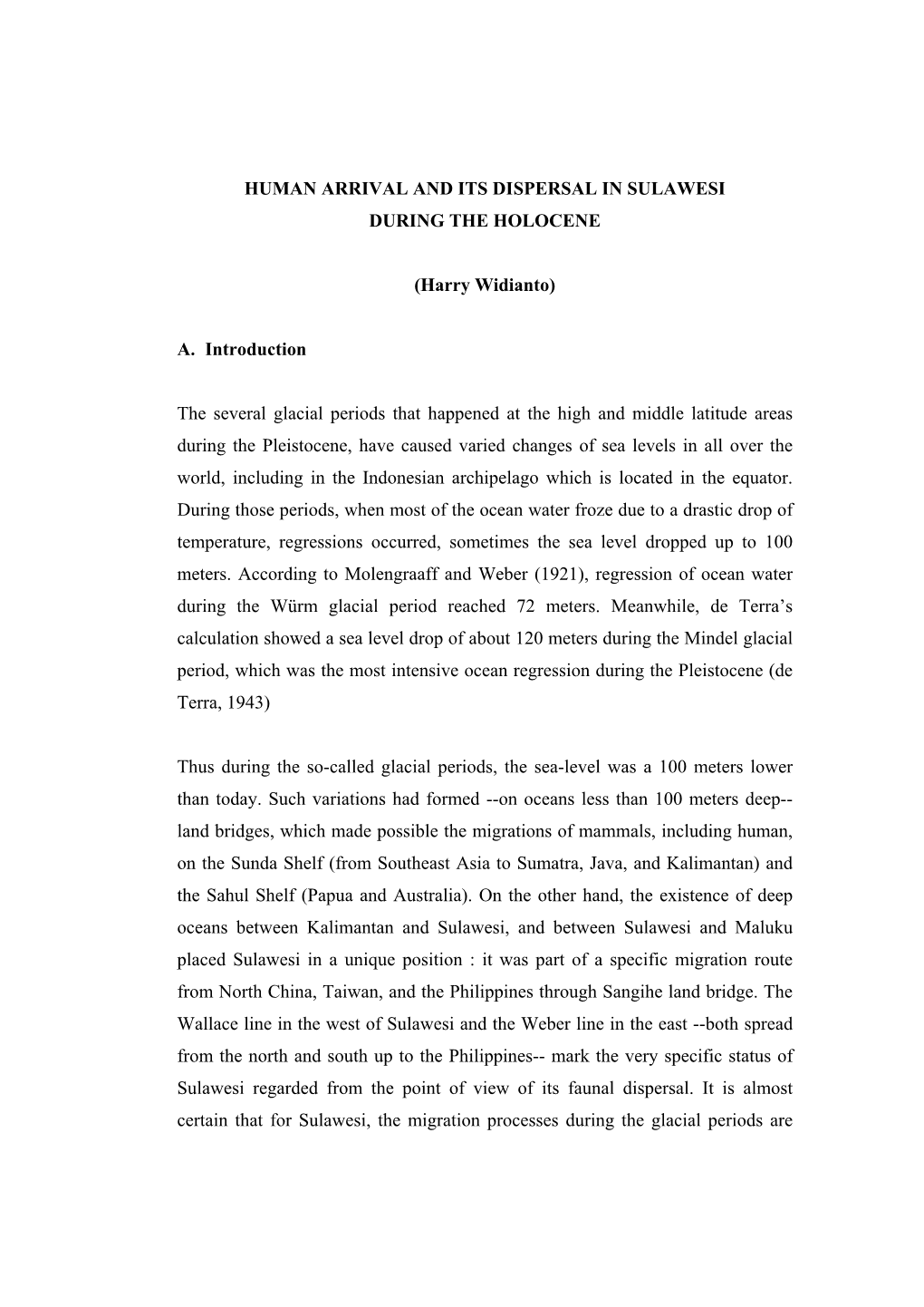 Human Arrival and Its Dispersal in Sulawesi During the Holocene