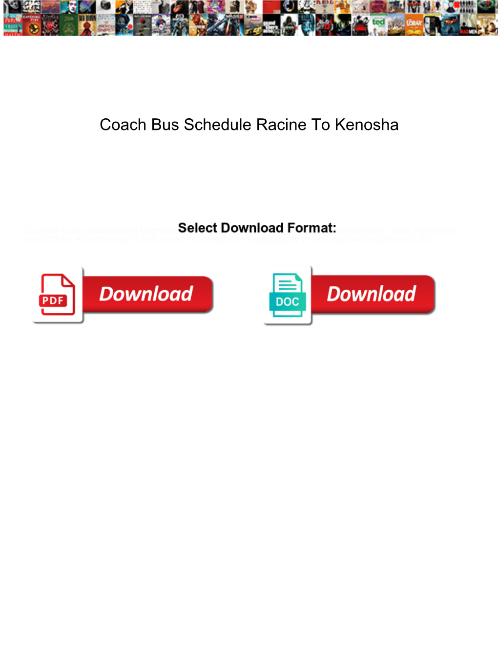 Coach Bus Schedule Racine to Kenosha