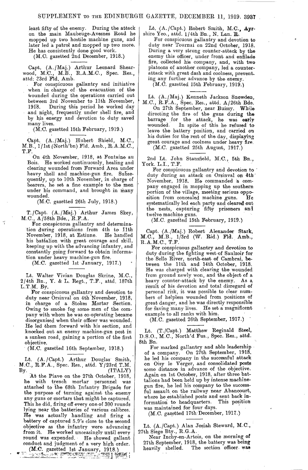 Supplement to the Edinburgh Gazette, December 11, 1919