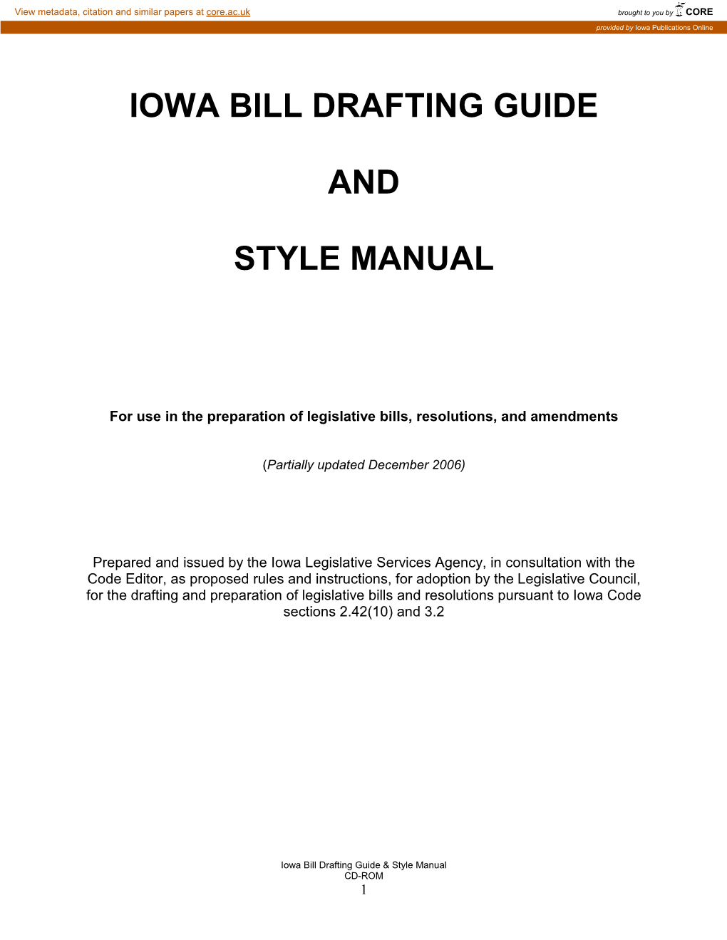 Iowa Bill Drafting Guide & Style Manual