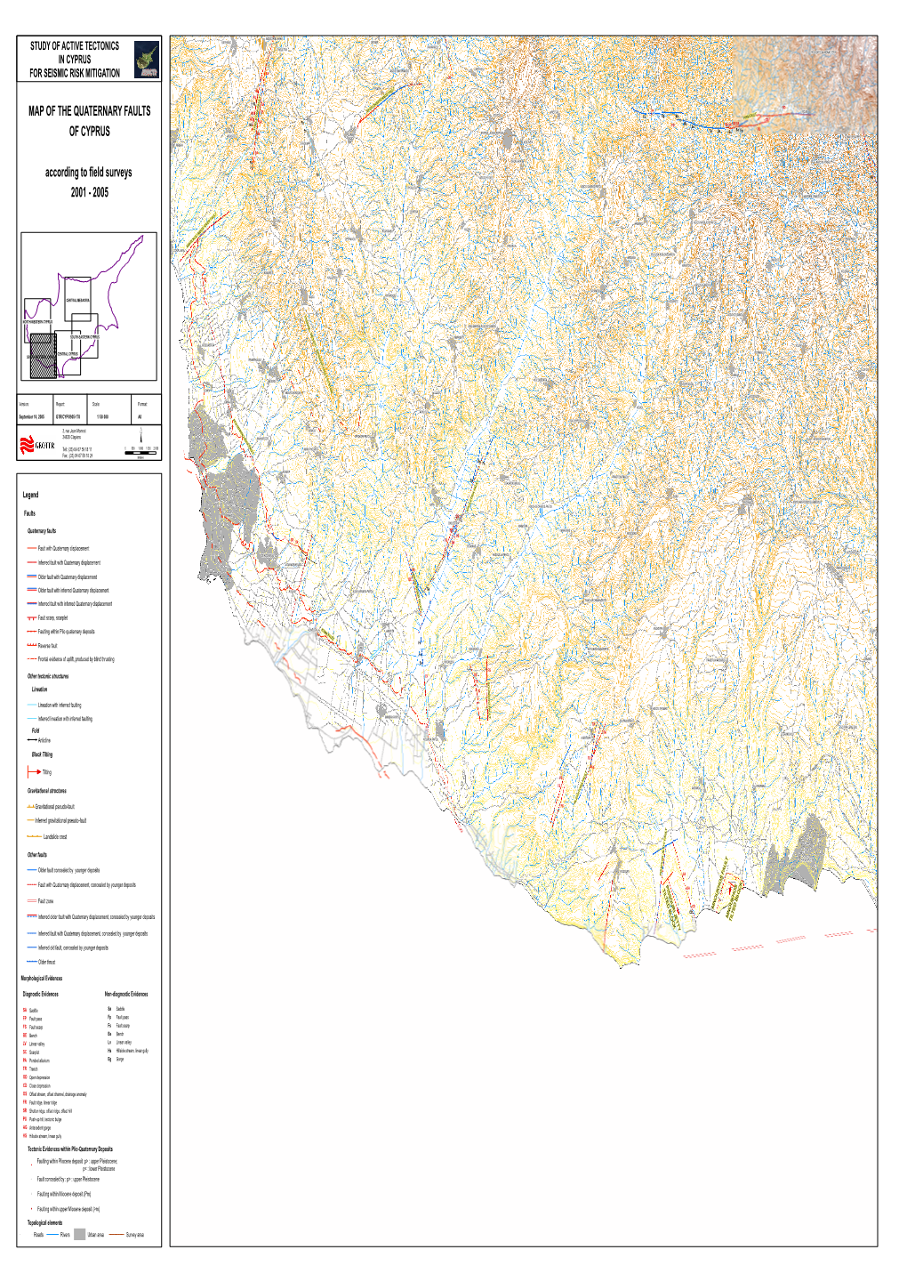 MAP of the QUATERNARY FAULTS of CYPRUS According to Field