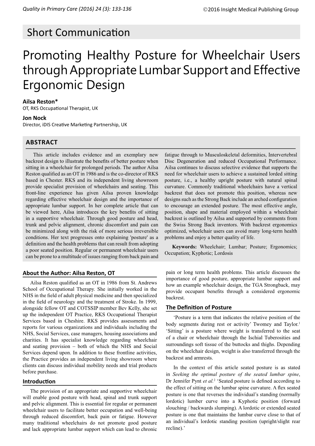 Promoting Healthy Posture for Wheelchair Users Through Appropriate Lumbar Support and Effective Ergonomic Design 135