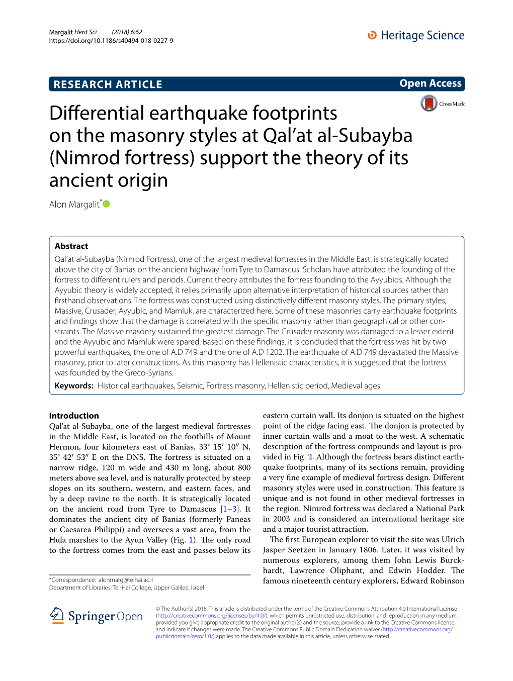 Differential Earthquake Footprints on the Masonry Styles at Qal'at Al