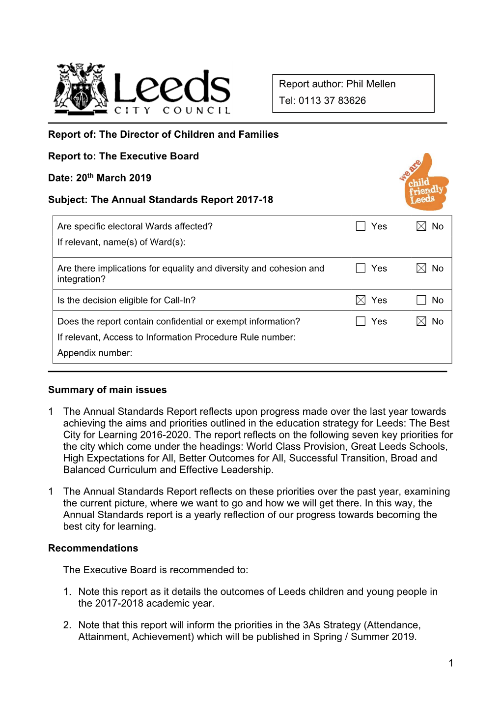 The Annual Standards Report 2017-18