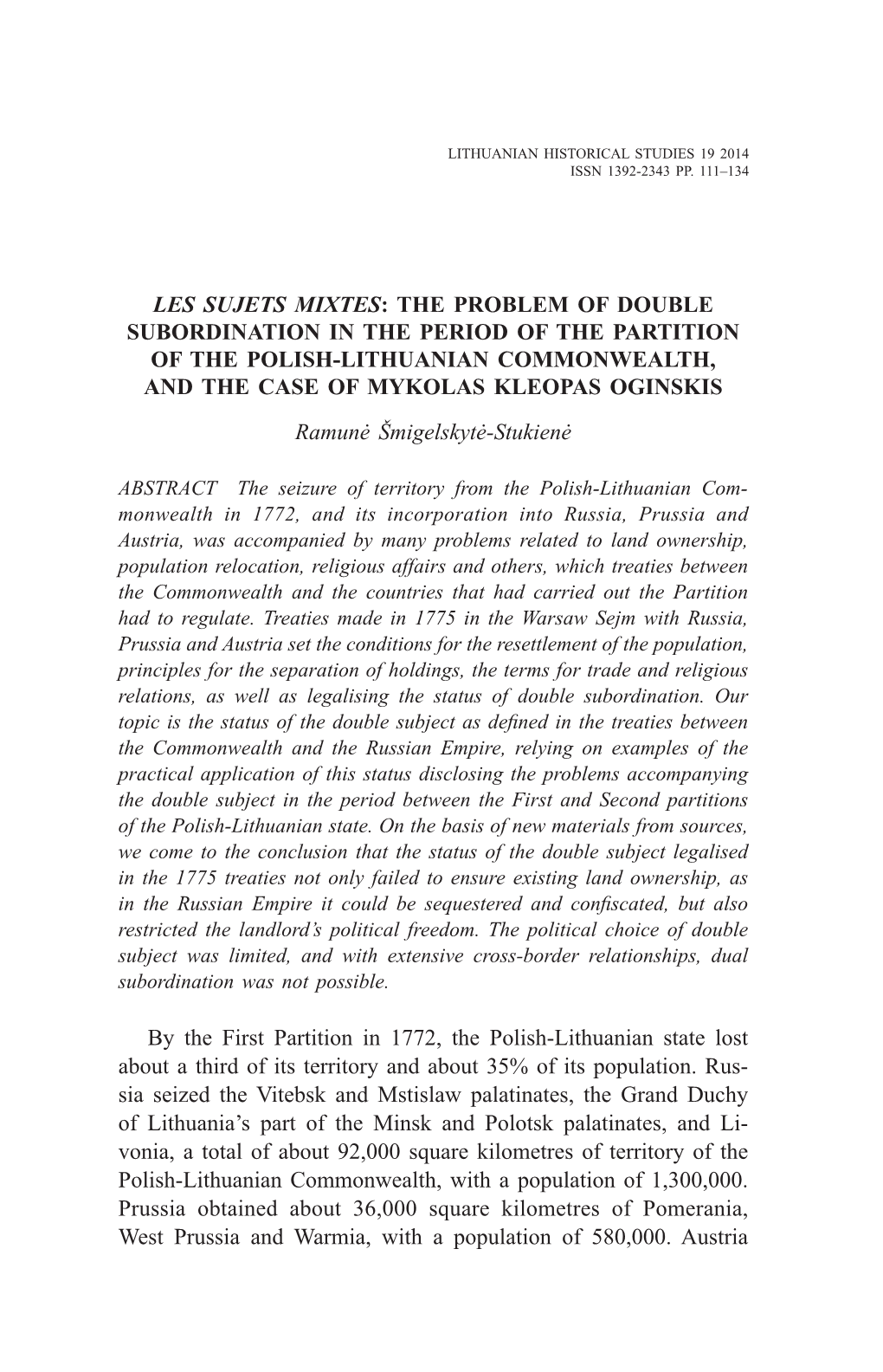 LES SUJETS MIXTES: the Problem of Double Subordination in The