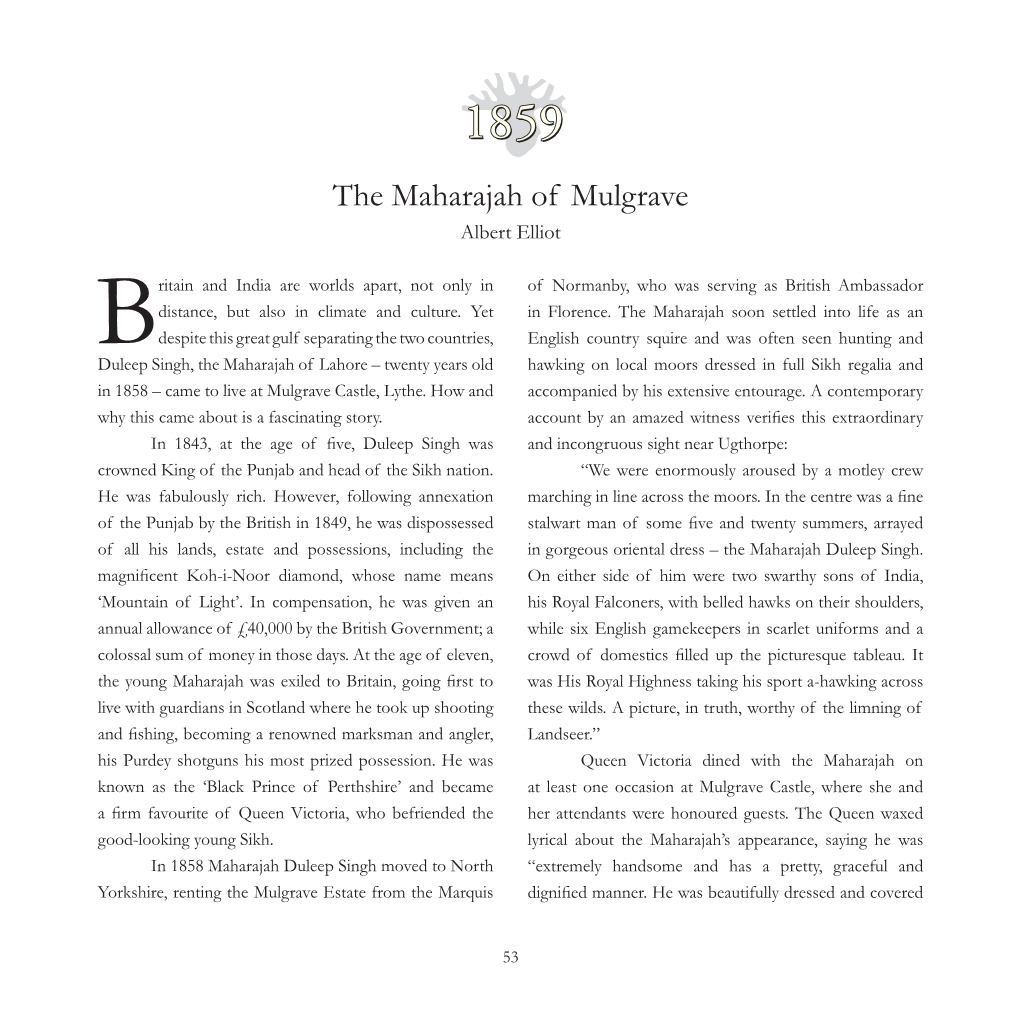 1859 the Maharajah of Mulgrave Albert Elliot