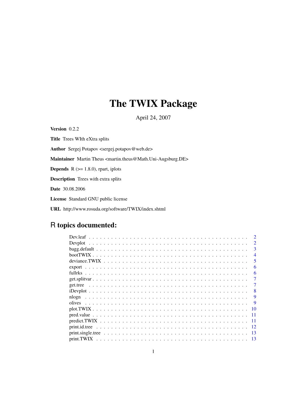 The TWIX Package April 24, 2007