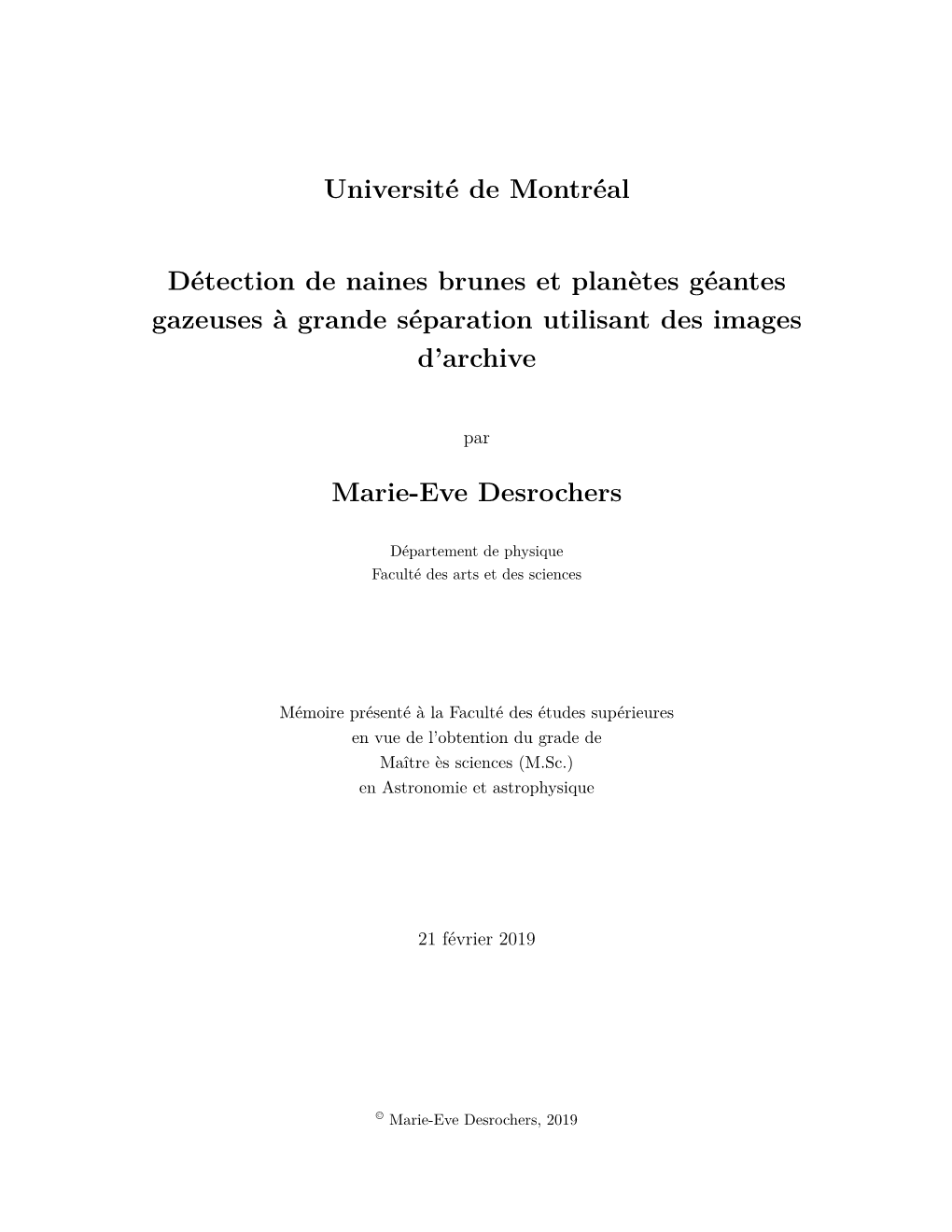 Université De Montréal Détection De Naines Brunes Et Planètes Géantes Gazeuses À Grande Séparation Utilisant Des Images D