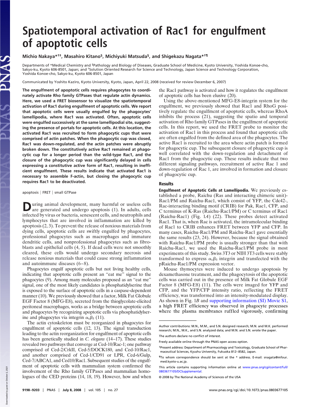 Spatiotemporal Activation of Rac1 for Engulfment of Apoptotic Cells