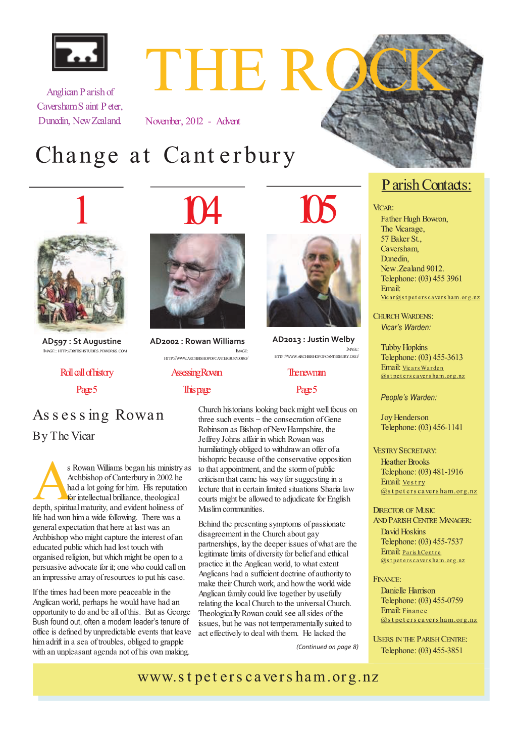 Change at Canterbury Parish Contacts