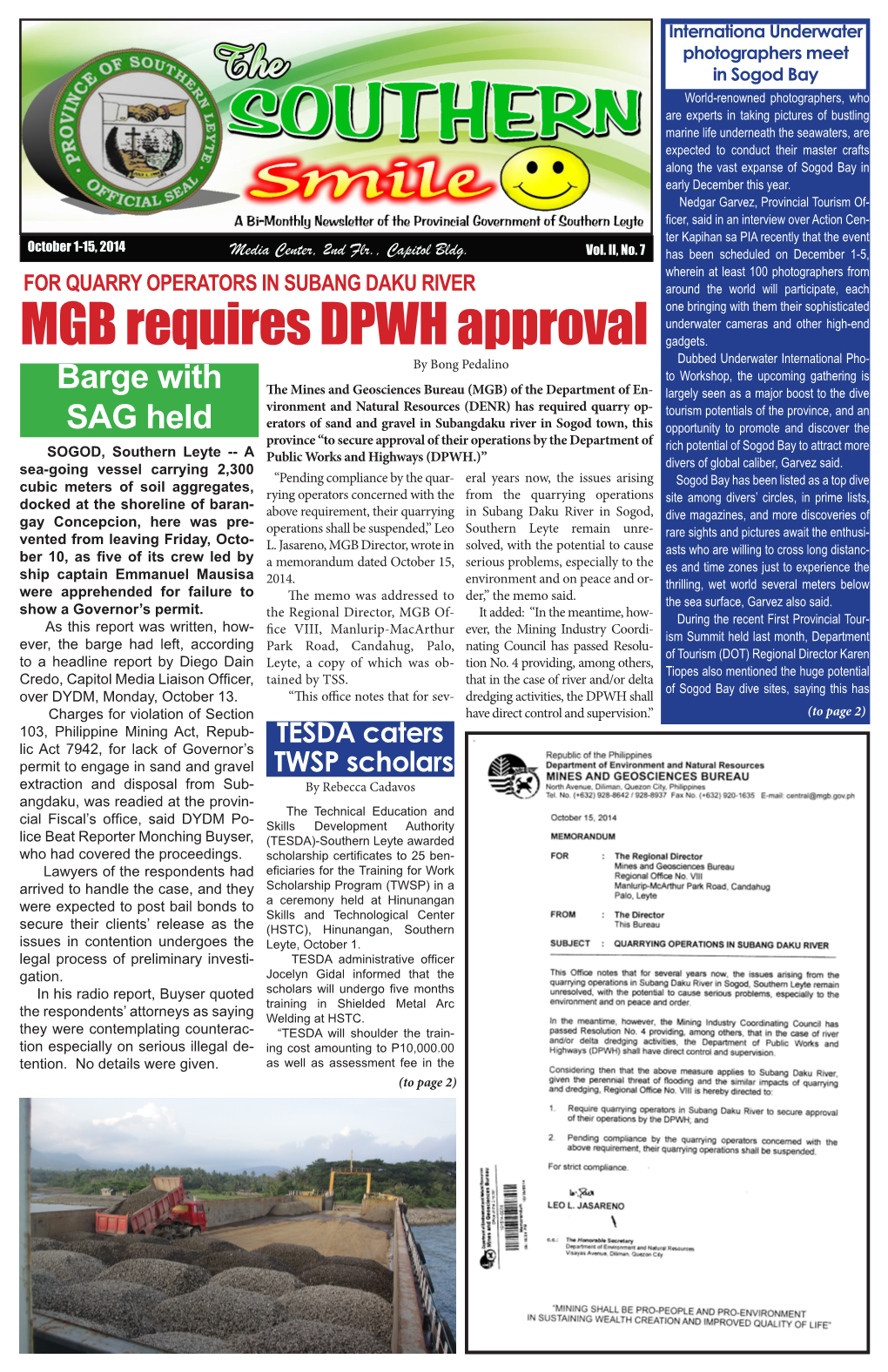 MGB Requires DPWH Approval Gadgets