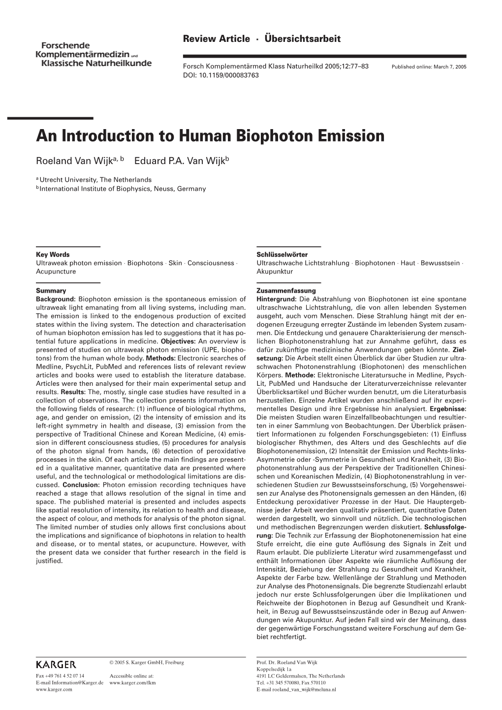 An Introduction to Human Biophoton Emission