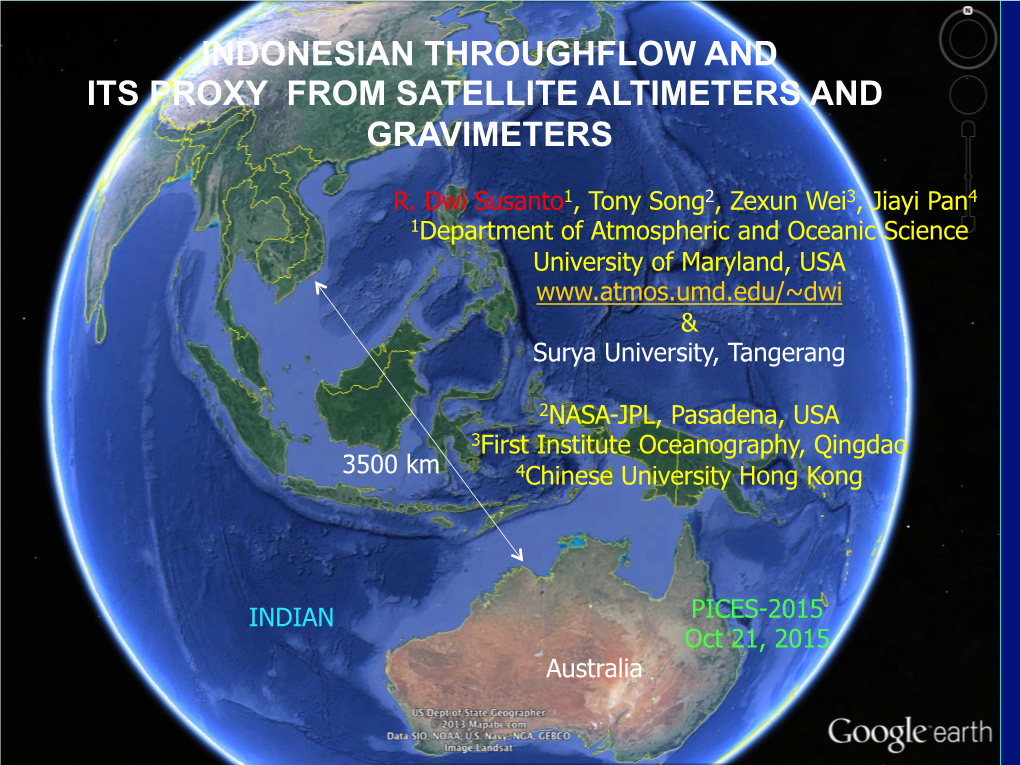 Indonesian Throughflow and Its Proxy from Satellite Altimeters and Gravimeters