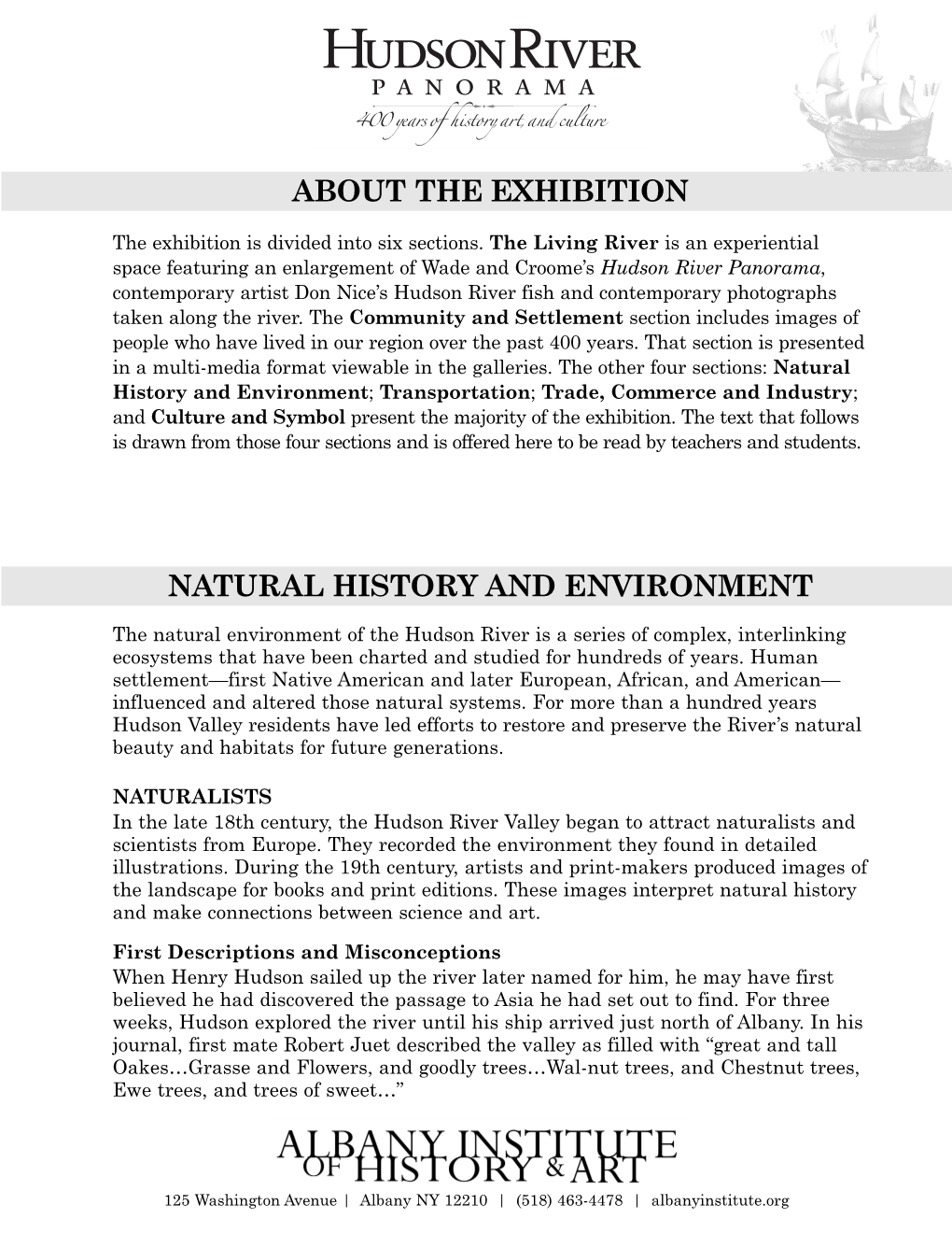 About the Exhibition Natural History and Environment