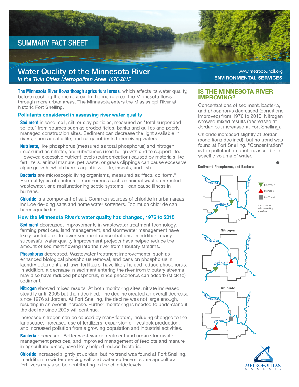 Water Quality of the Minnesota River in the Twin Cities Metropolitan Area 1976-2015 ENVIRONMENTAL SERVICES